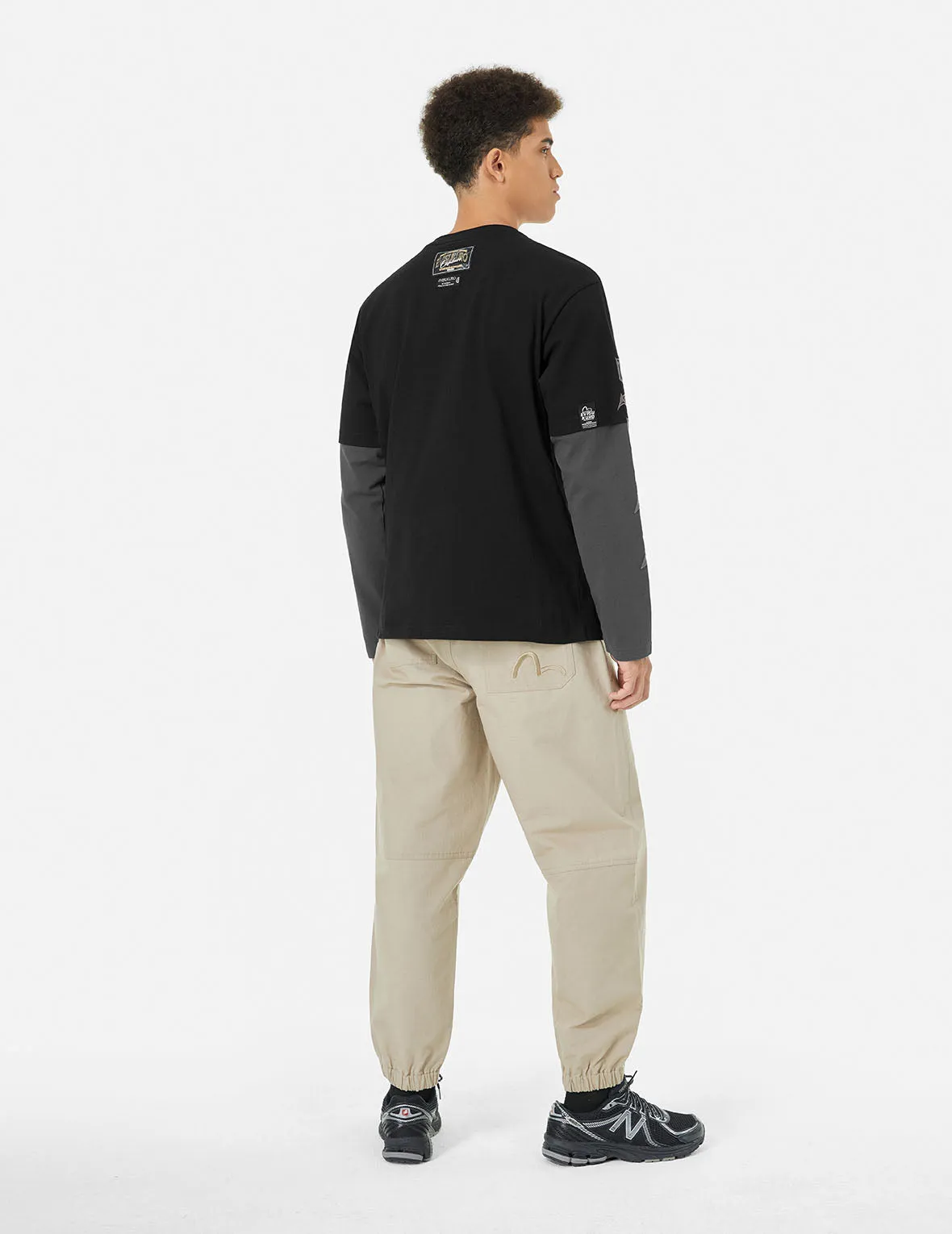 2-in-1 3D Logo Embroidery Loose Fit Long Sleeve T-shirt