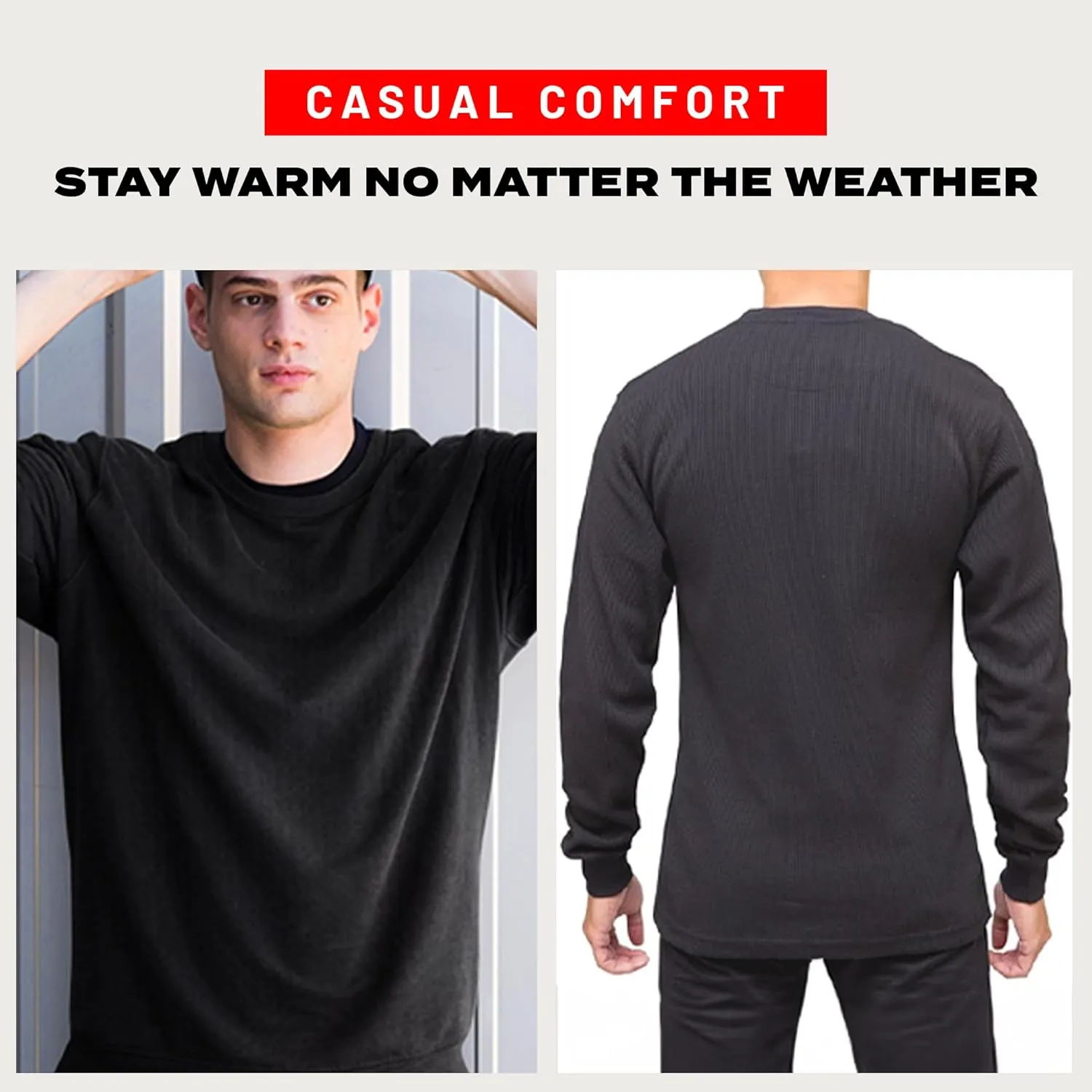 Access Heavyweight Crew Neck Thermal Shirts for Men, Crafted from Rugged Waffle Knit Fabric, Men's Thermal Long Sleeve Shirt