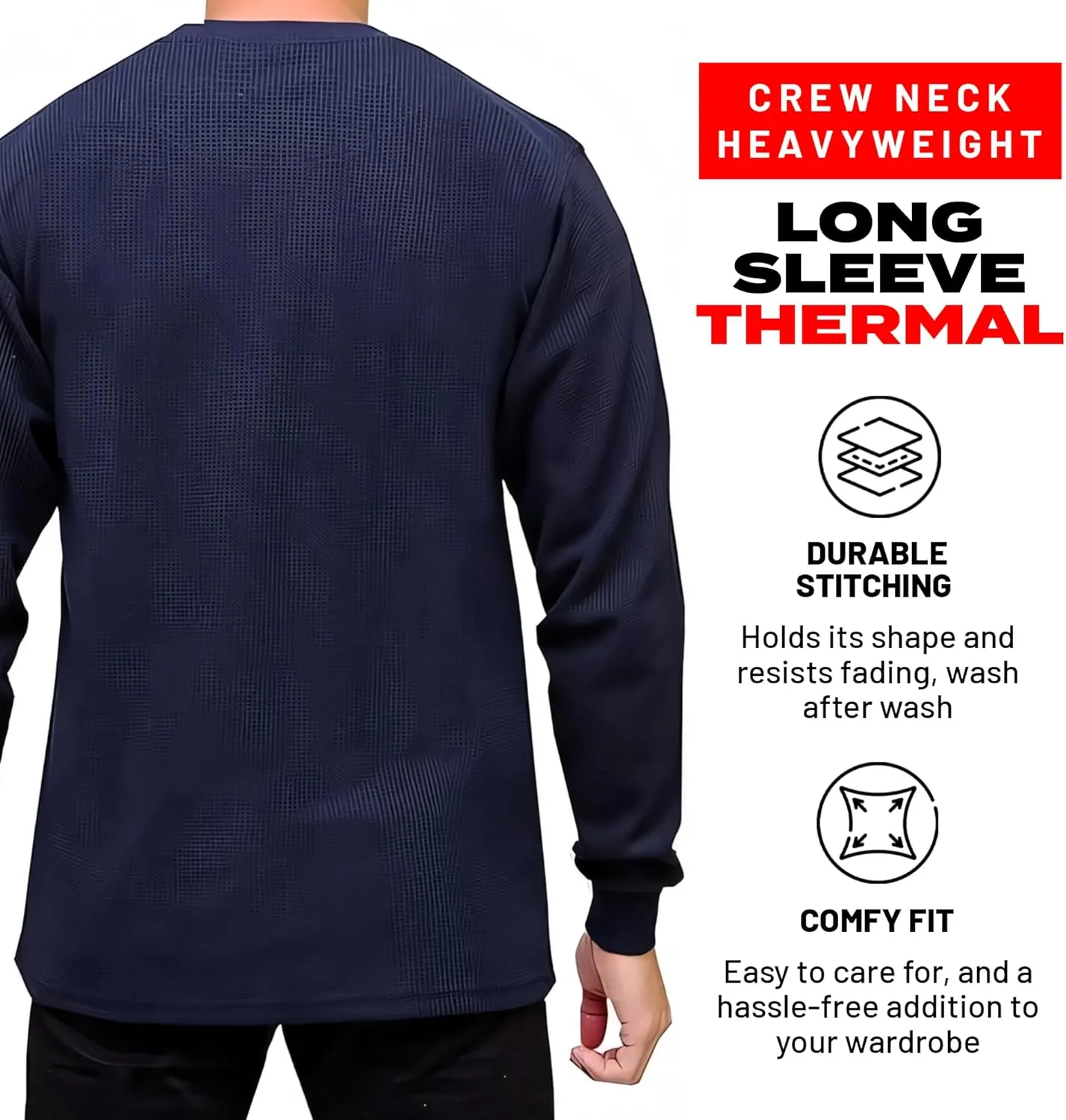 Access Heavyweight Crew Neck Thermal Shirts for Men, Crafted from Rugged Waffle Knit Fabric, Men's Thermal Long Sleeve Shirt