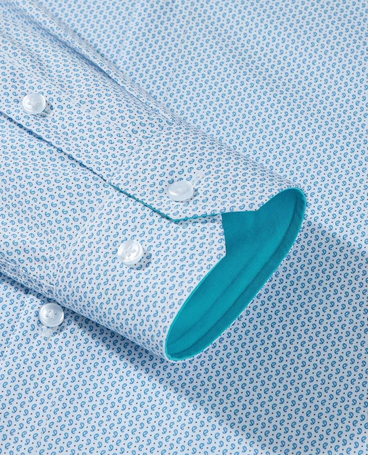 Alimens & Gentle Mens Dress Shirts Printed Button Down Shirt Long Sleeve Regular Fit Inner Collar Contrast Shirt Business