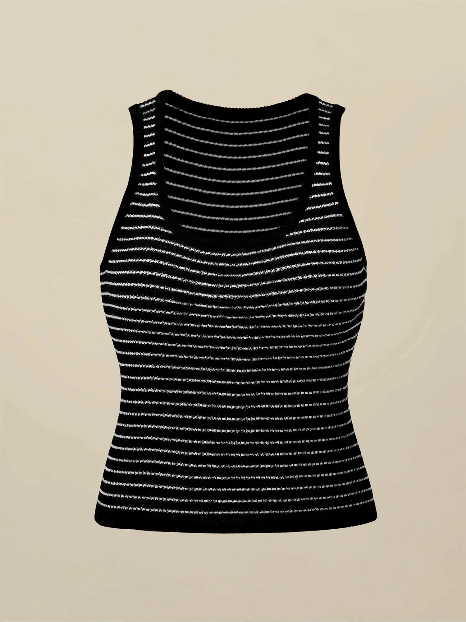 Amoretu Lyocell  & Linen Striped Slim Fit Tank Top