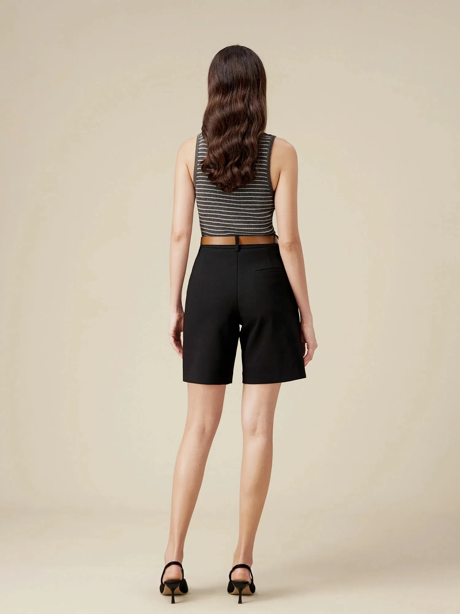 Amoretu Lyocell  & Linen Striped Slim Fit Tank Top