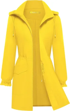 Bloggerlove Women Rain Jacket Waterproof Raincoat with Hood Lightweight Outdoor Windbreaker