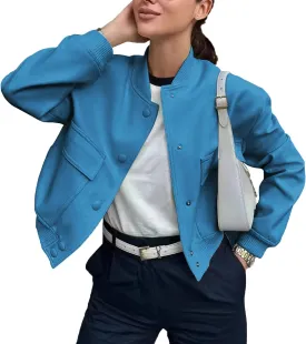 Bomber jacket Women Autumn Winter Cropped Jacket Black Brown Khaki Varsity Jacket Coat