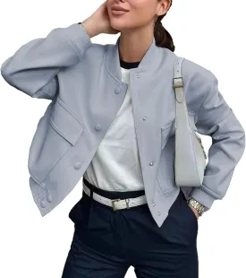Bomber jacket Women Autumn Winter Cropped Jacket Black Brown Khaki Varsity Jacket Coat