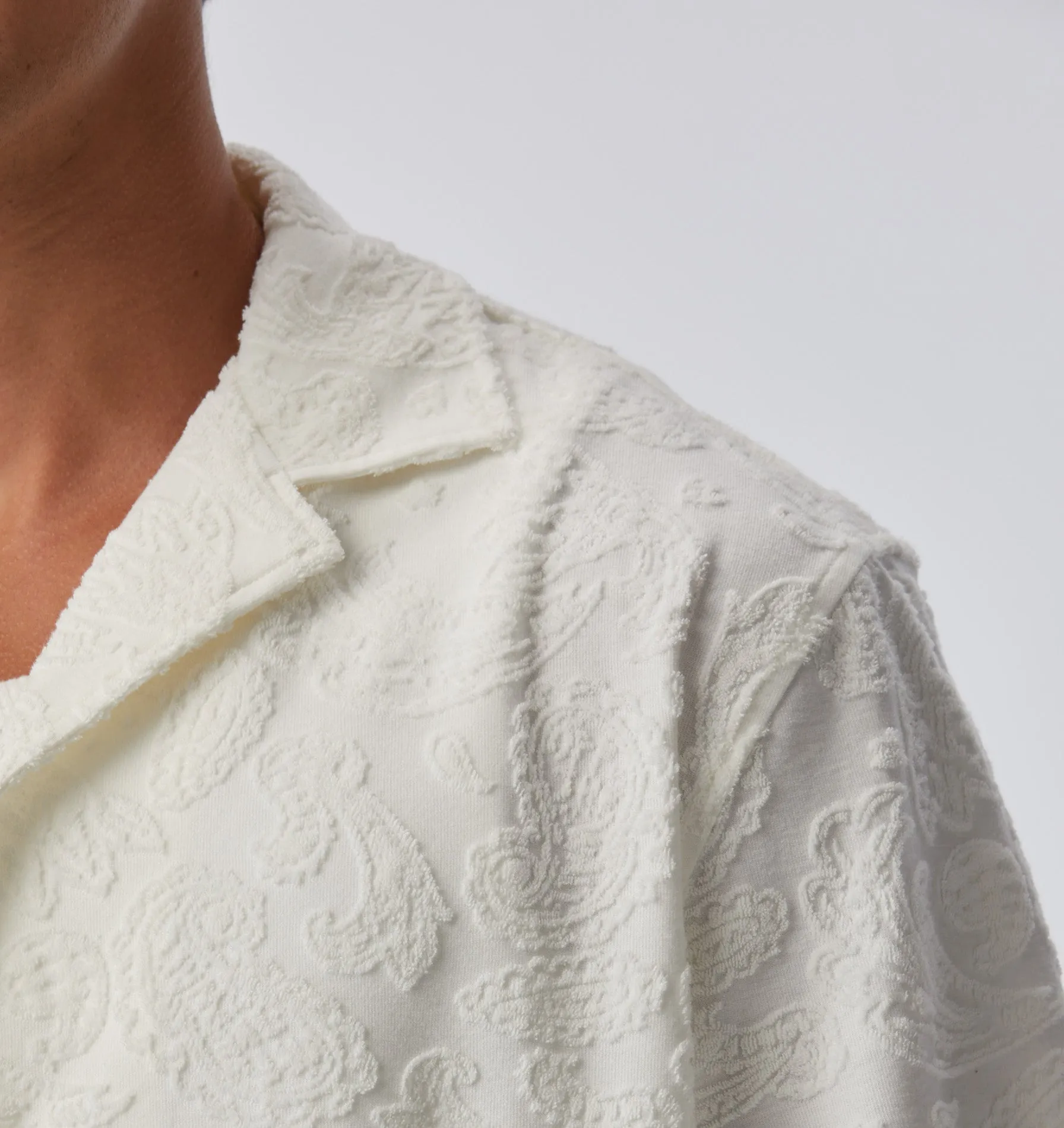 Box Cuban Collar Towel SS Shirt - Off White