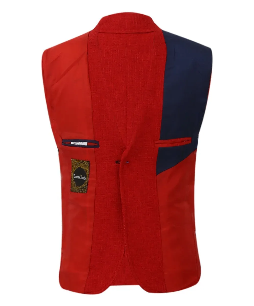 Boys Twill Single Breasted Slim Fit Blazer - TERRY - Red