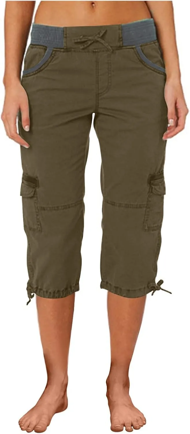 Cargo Pants for Women 2025 Lightweight Summer Petite High Waist Casual Shorts with Pockets Linen Hiking Capris