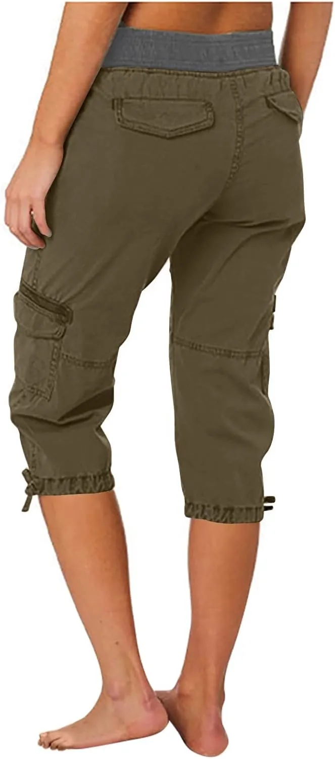 Cargo Pants for Women 2025 Lightweight Summer Petite High Waist Casual Shorts with Pockets Linen Hiking Capris