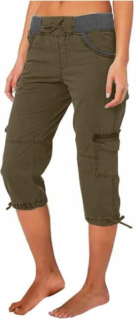 Cargo Pants for Women 2025 Lightweight Summer Petite High Waist Casual Shorts with Pockets Linen Hiking Capris