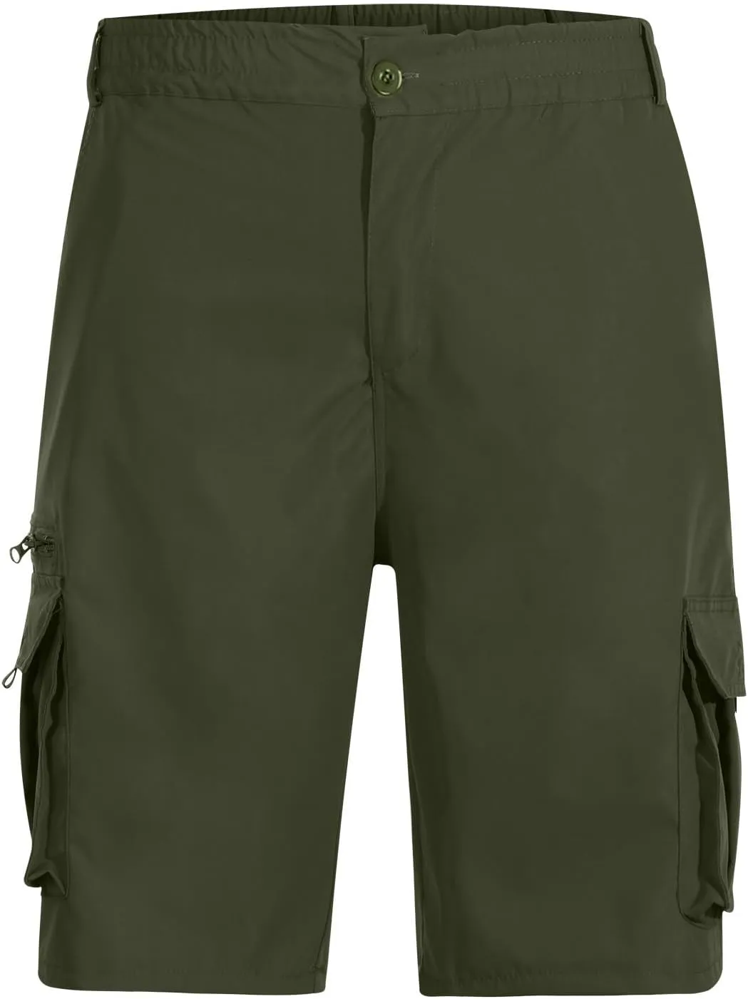 Cargo Shorts for Men Casual Summer Hiking Pants Elastic Waist Big and Tall Knee Length Multi-Pockets Bermuda Shorts