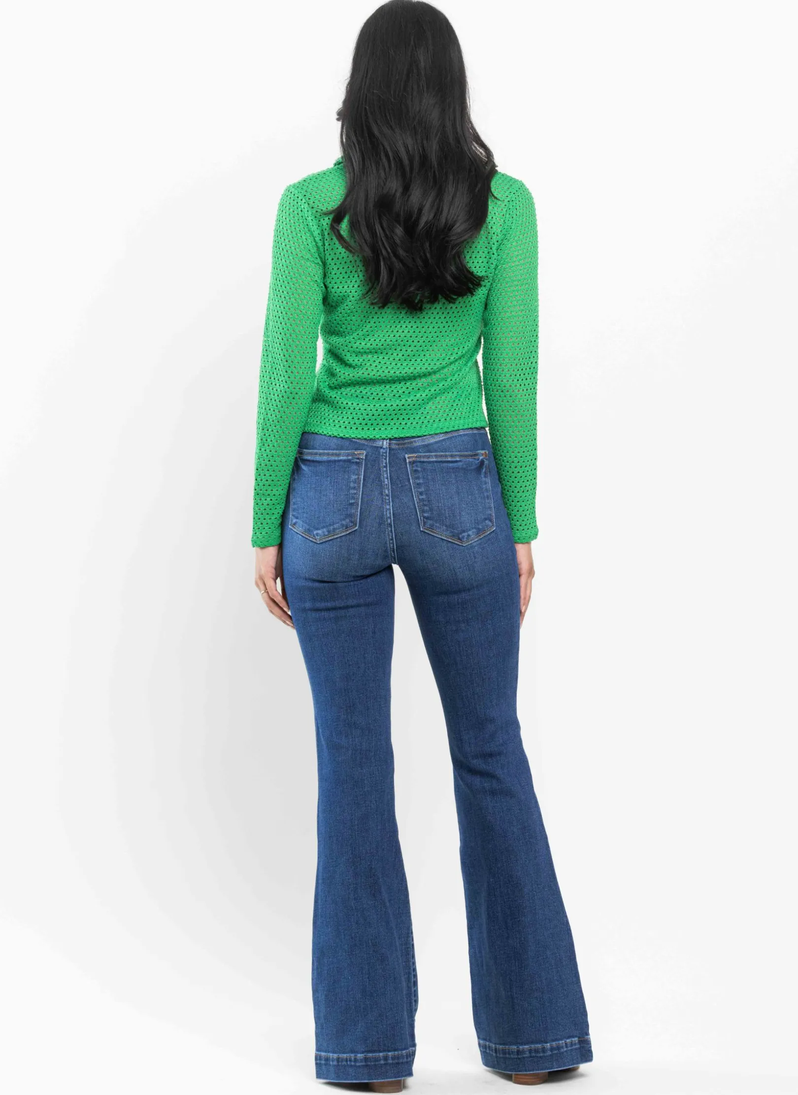 Casual Friday Medium Wash High Waist Hem Flare