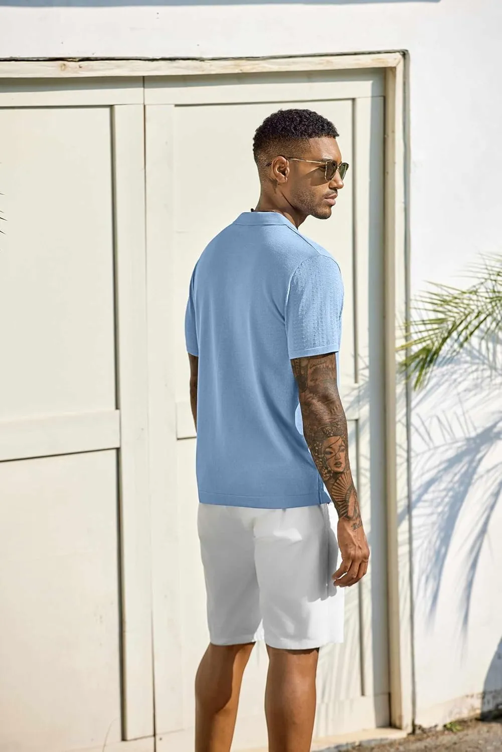 COOFANDY Men's Knit Shirts Short Sleeve Button Down Shirt Casual Summer Beach Shirt