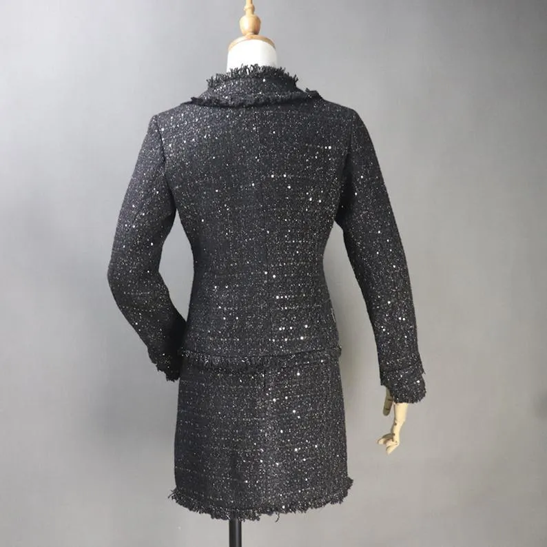 Custom Made Black Suit Jacket   Skirt / Shorts / Trousers