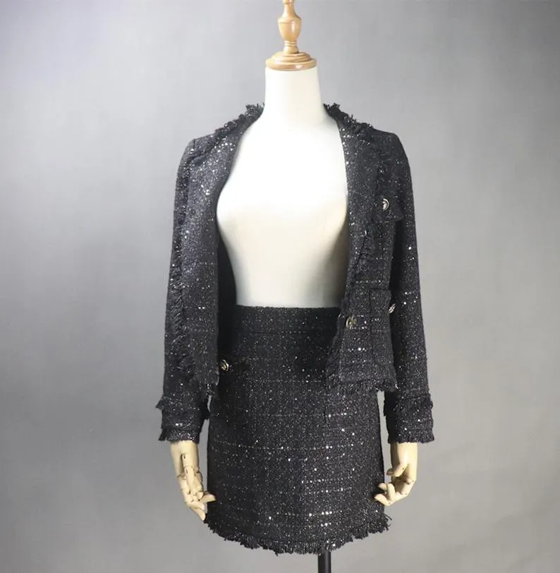 Custom Made Black Suit Jacket   Skirt / Shorts / Trousers