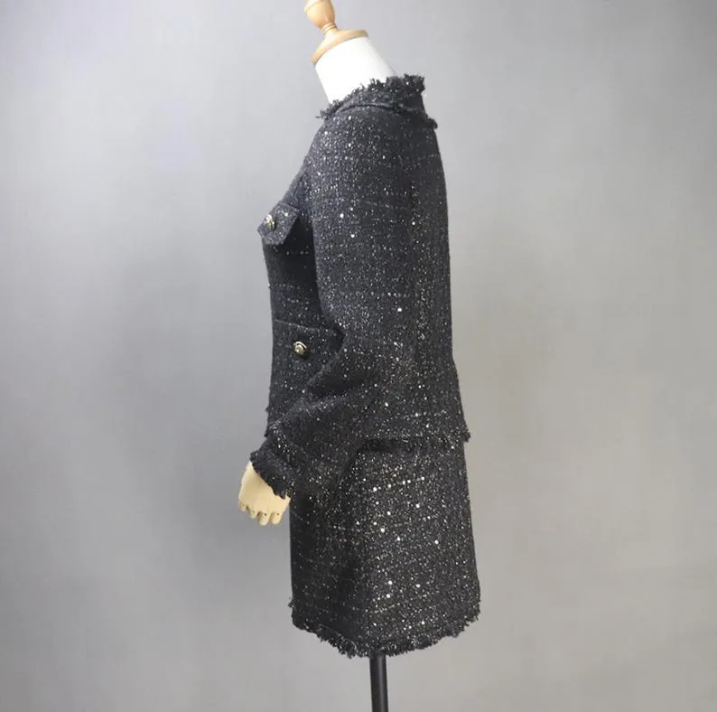 Custom Made Black Suit Jacket   Skirt / Shorts / Trousers