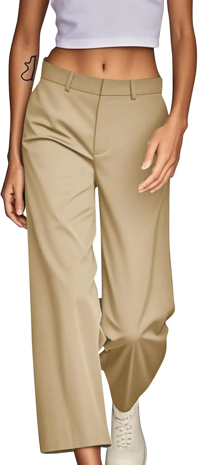 Dress Pants Women High Waisted Casual Business Office Pants Slacks Wide Leg Dressy Work Trousers with Pockets