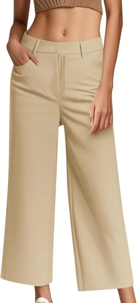 Dress Pants Women High Waisted Casual Business Office Pants Slacks Wide Leg Dressy Work Trousers with Pockets