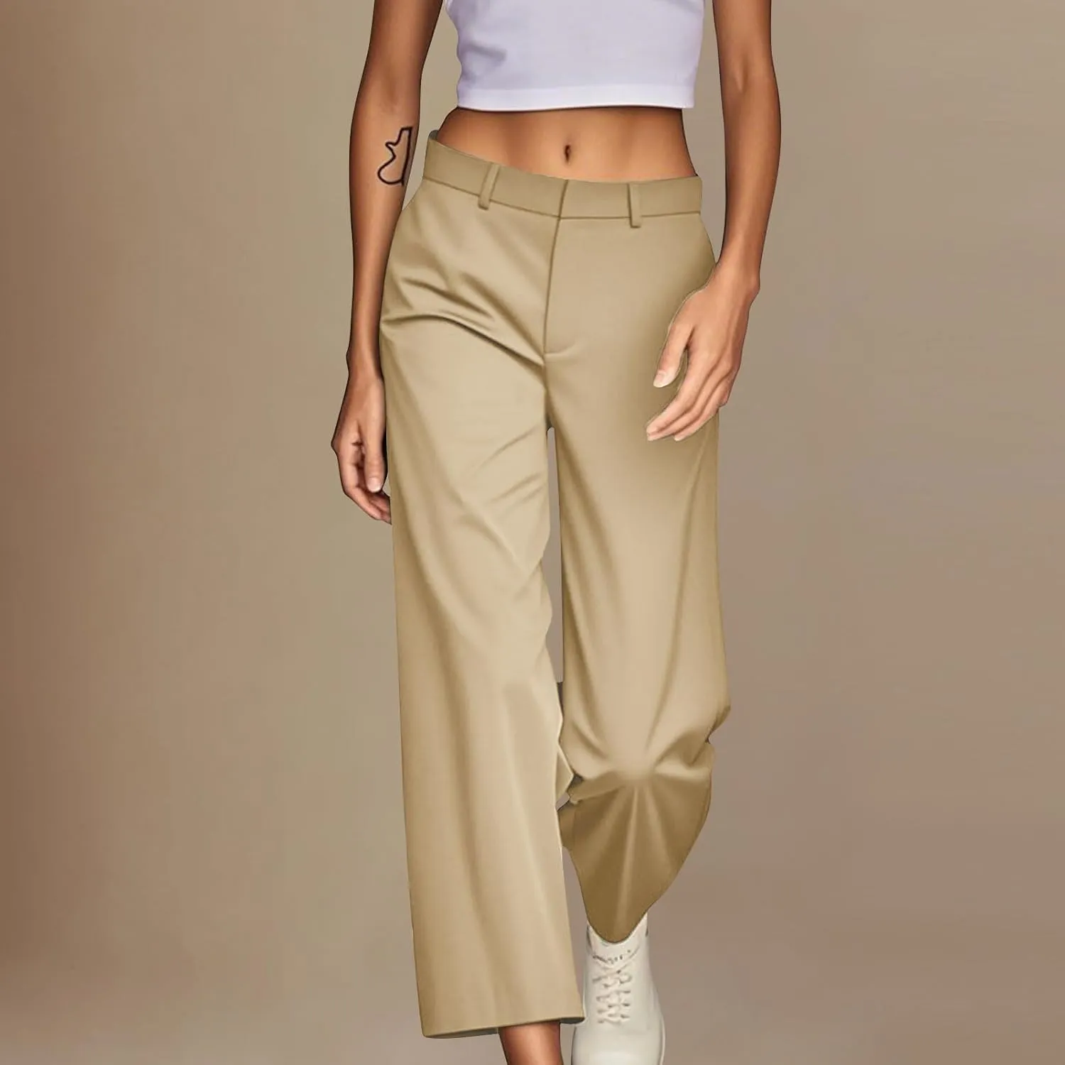 Dress Pants Women High Waisted Casual Business Office Pants Slacks Wide Leg Dressy Work Trousers with Pockets