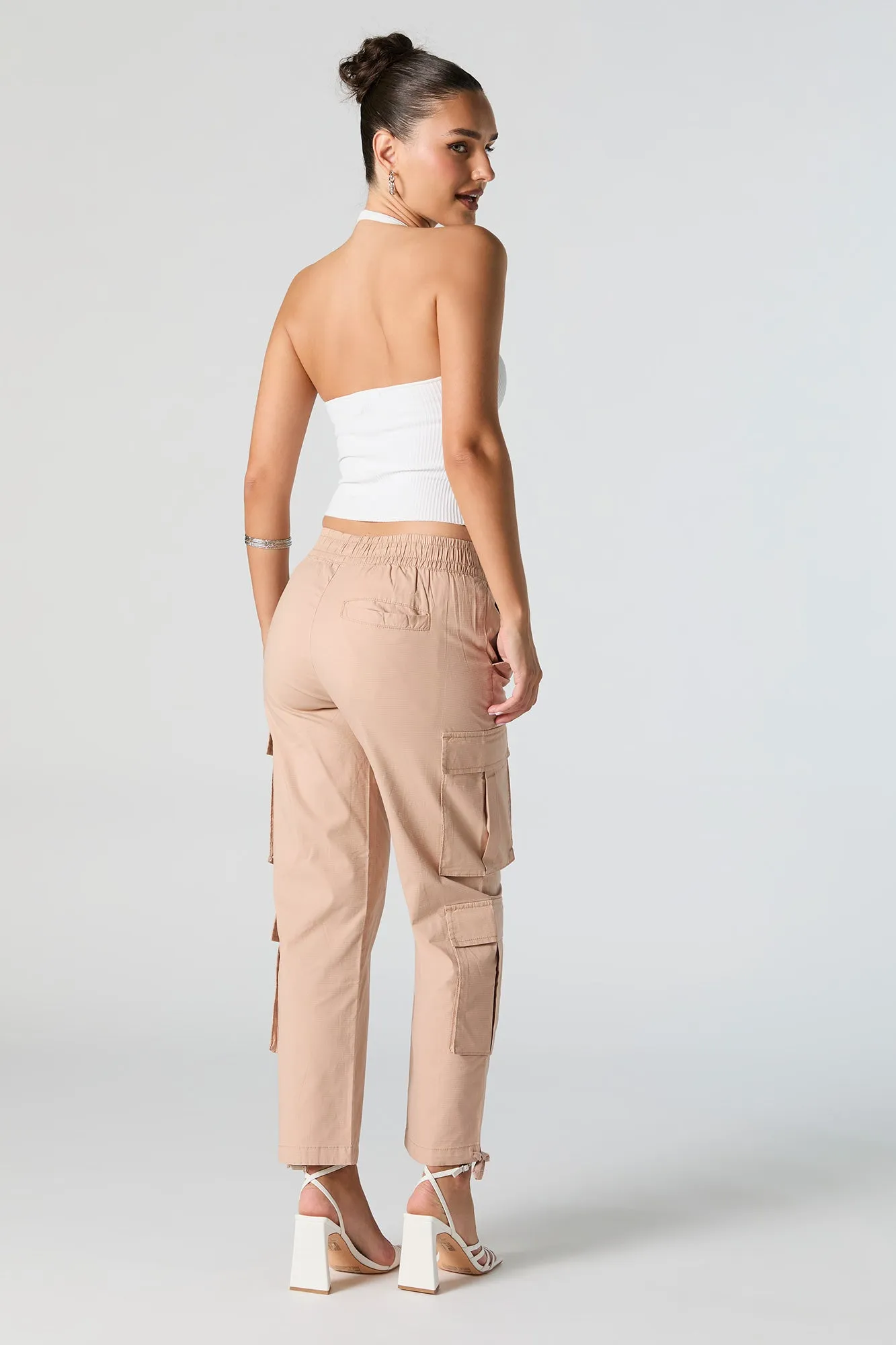 Elastic Waist Multi Pocket Cargo Pant