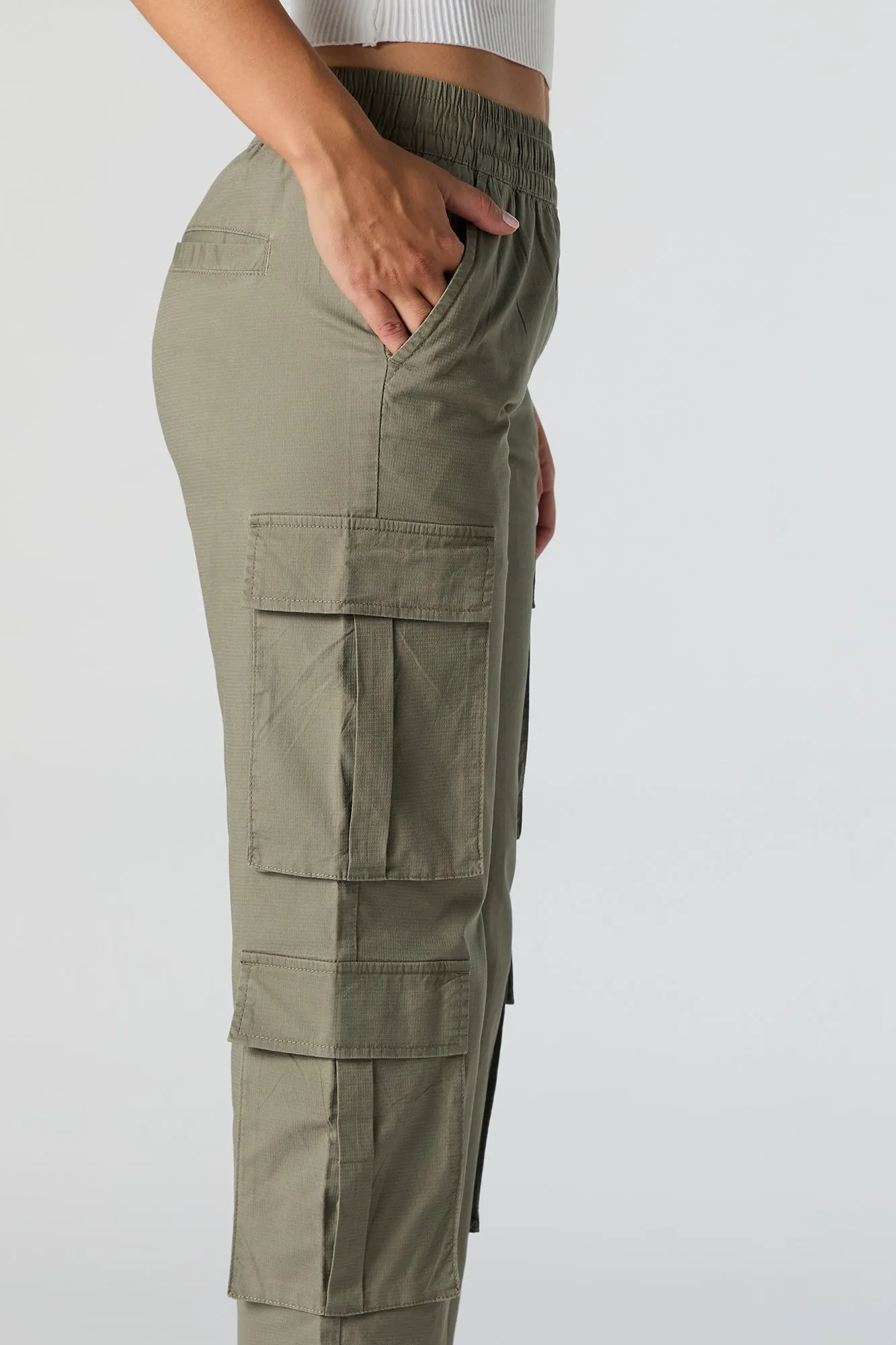Elastic Waist Multi Pocket Cargo Pant