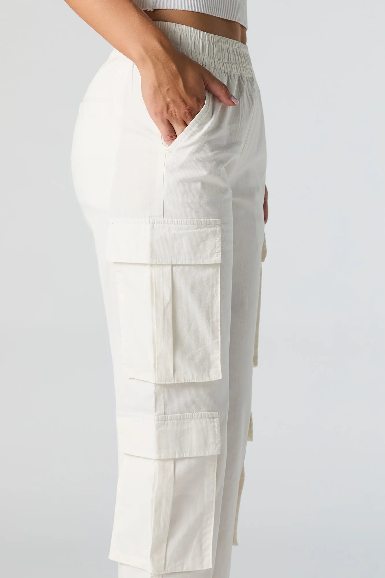 Elastic Waist Multi Pocket Cargo Pant