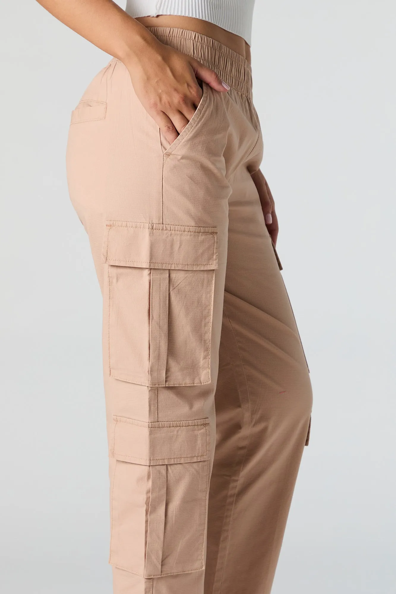 Elastic Waist Multi Pocket Cargo Pant