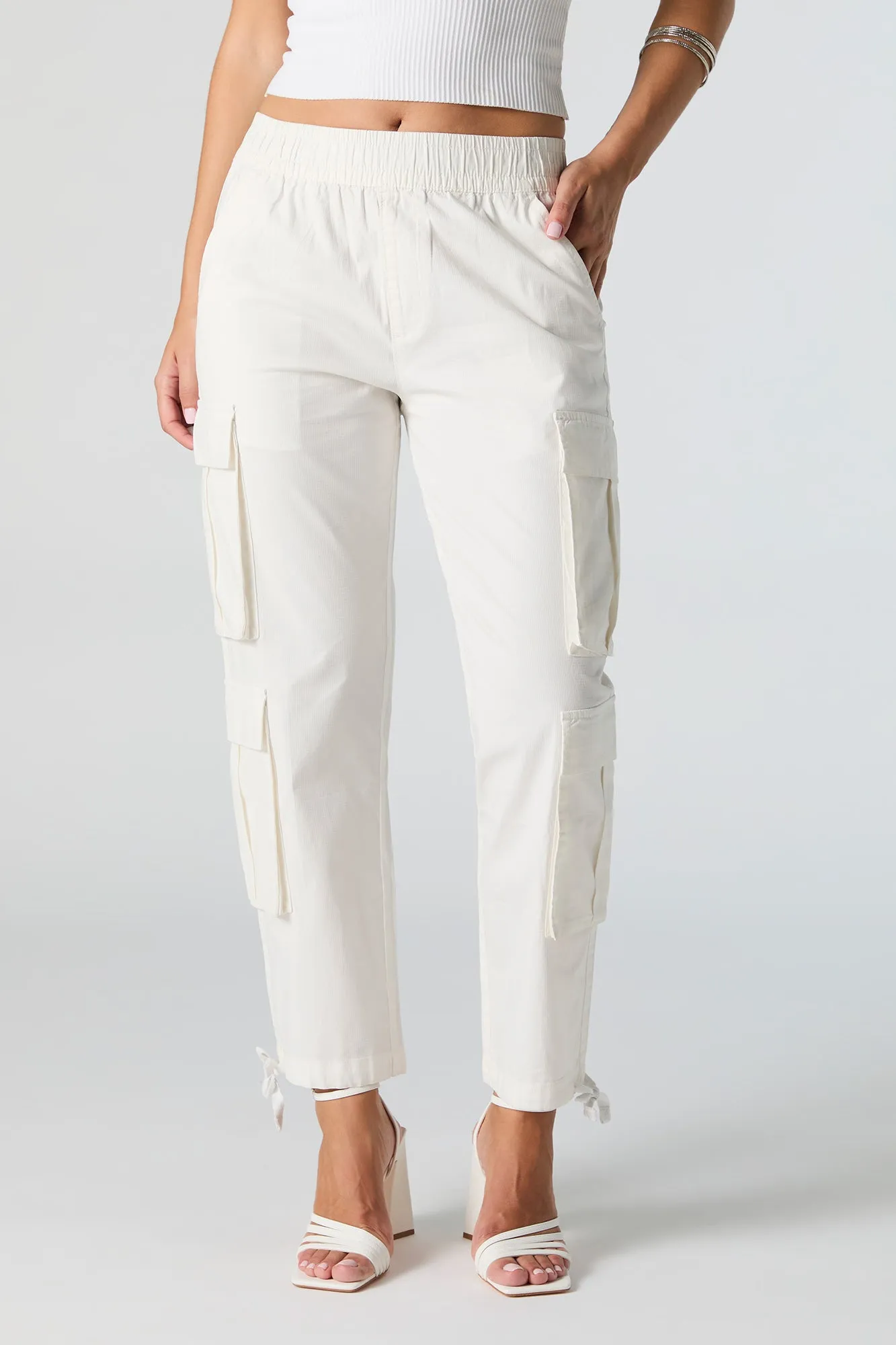 Elastic Waist Multi Pocket Cargo Pant