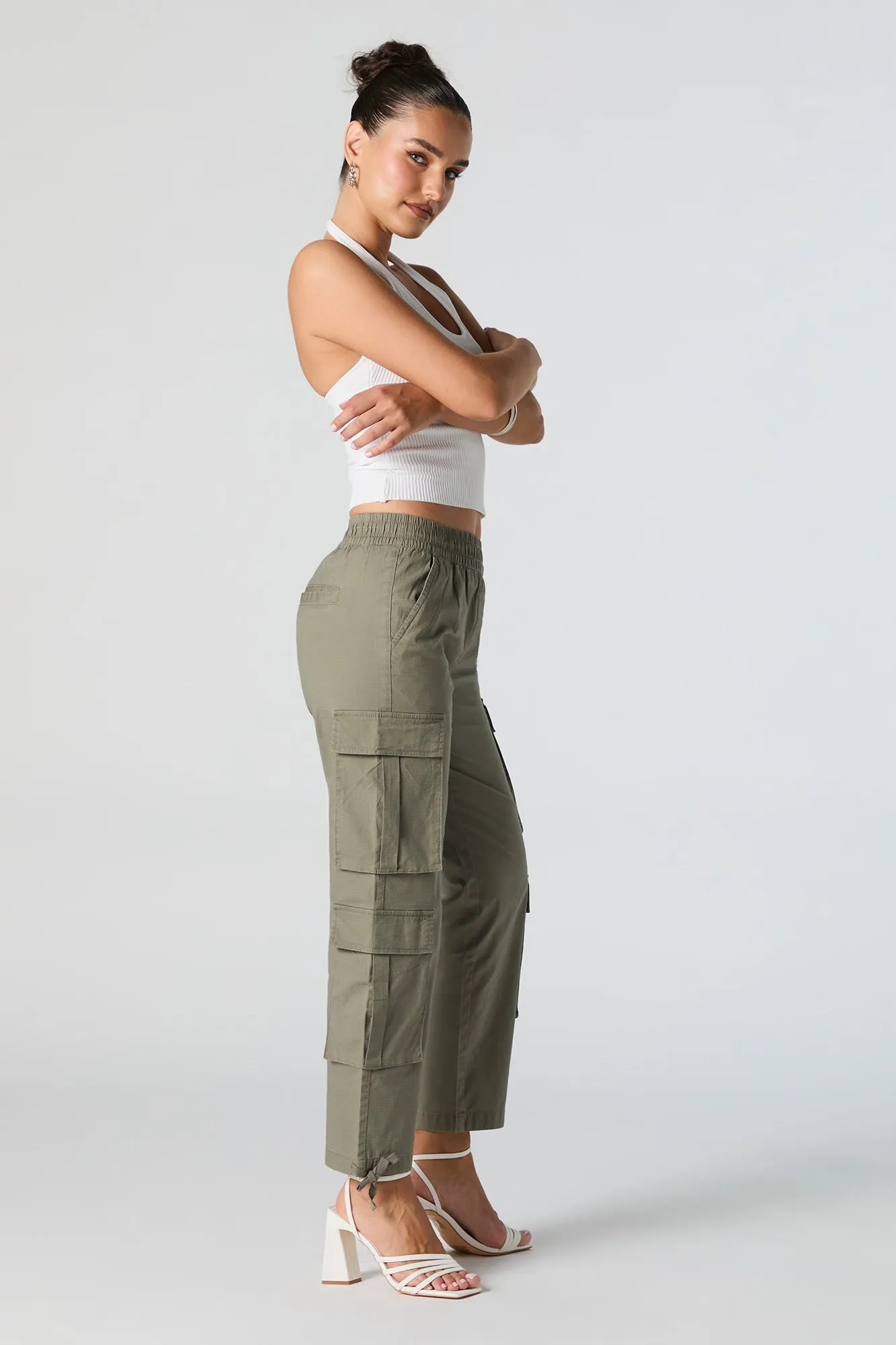 Elastic Waist Multi Pocket Cargo Pant