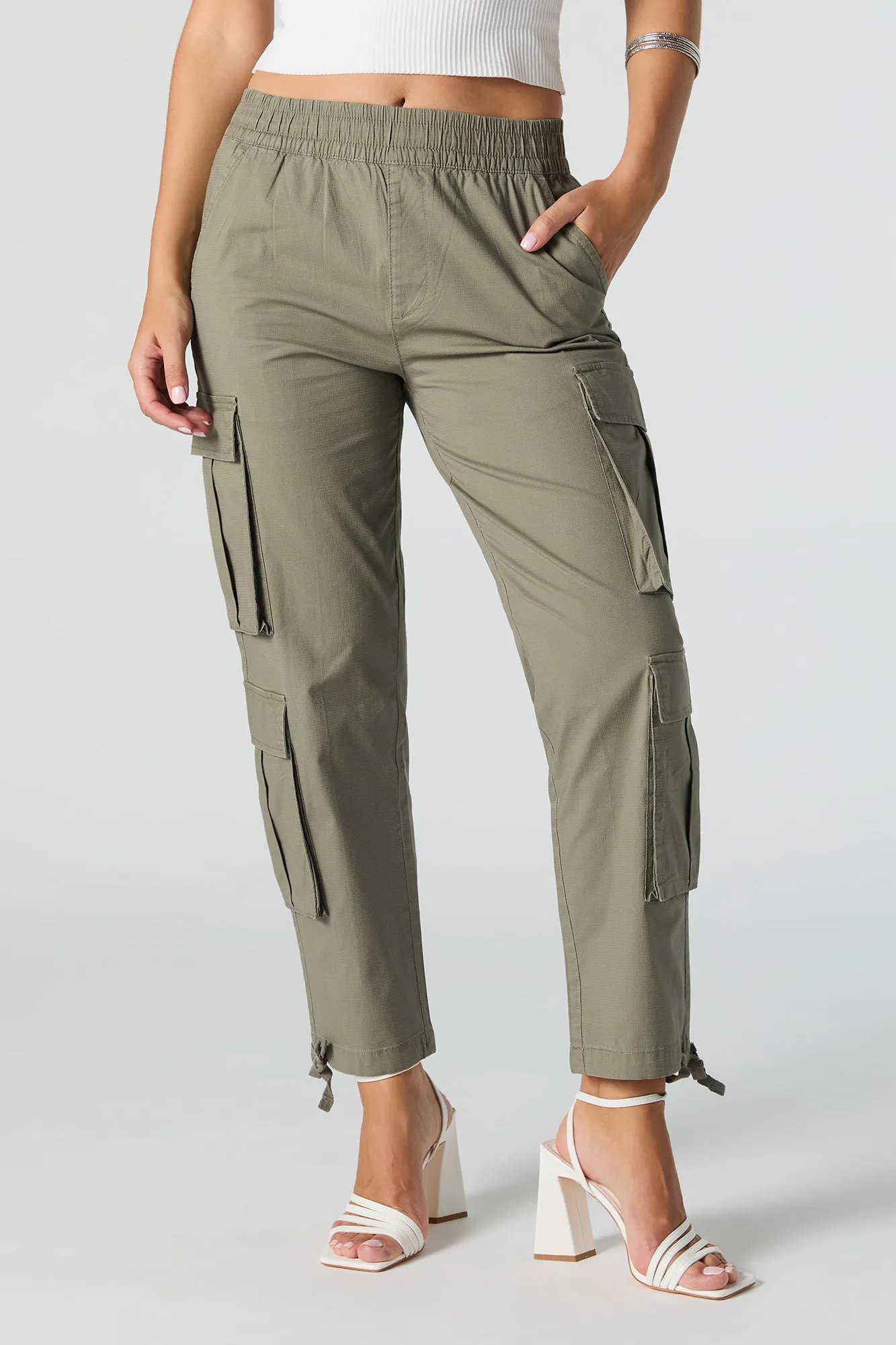 Elastic Waist Multi Pocket Cargo Pant