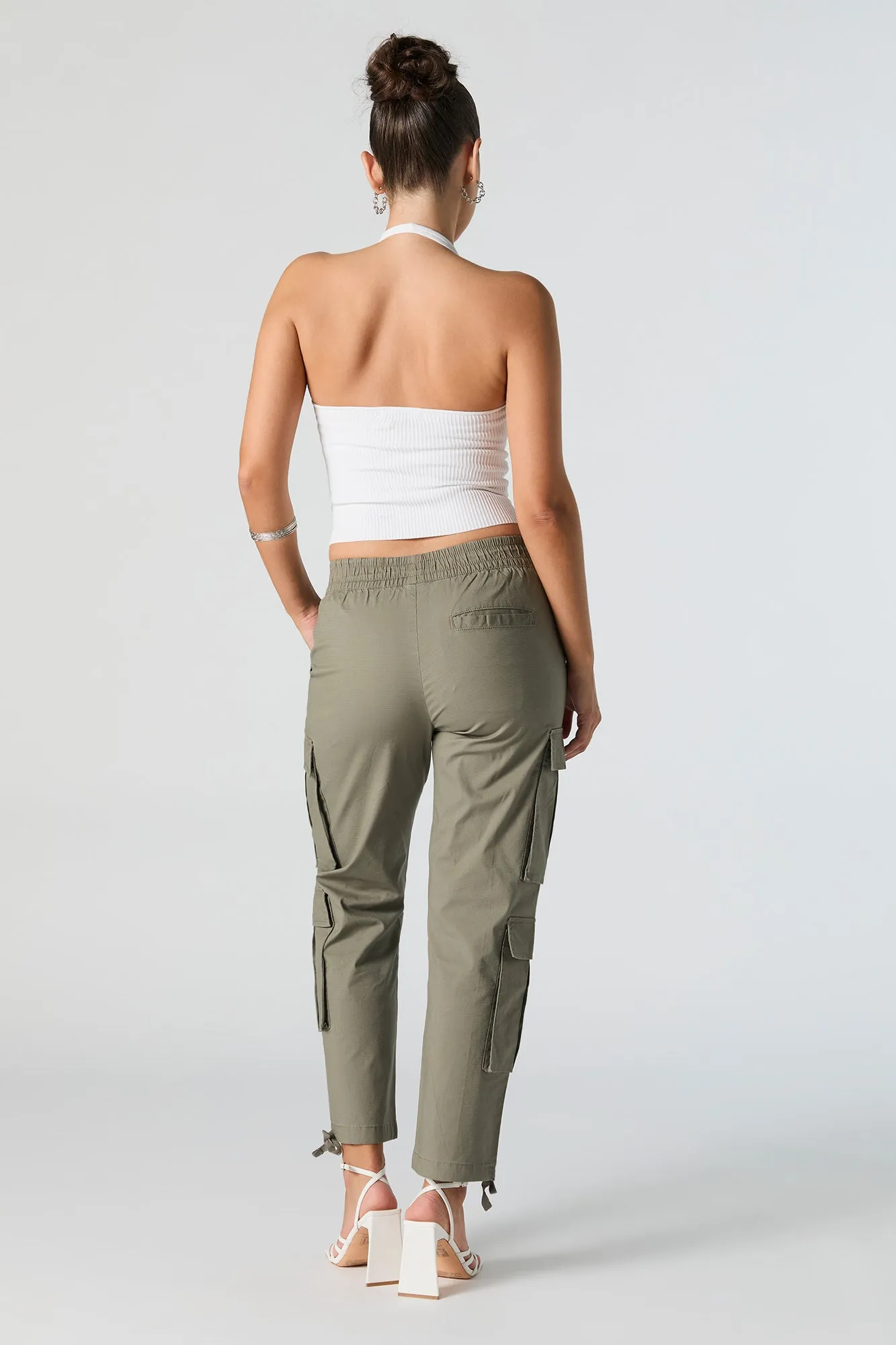 Elastic Waist Multi Pocket Cargo Pant
