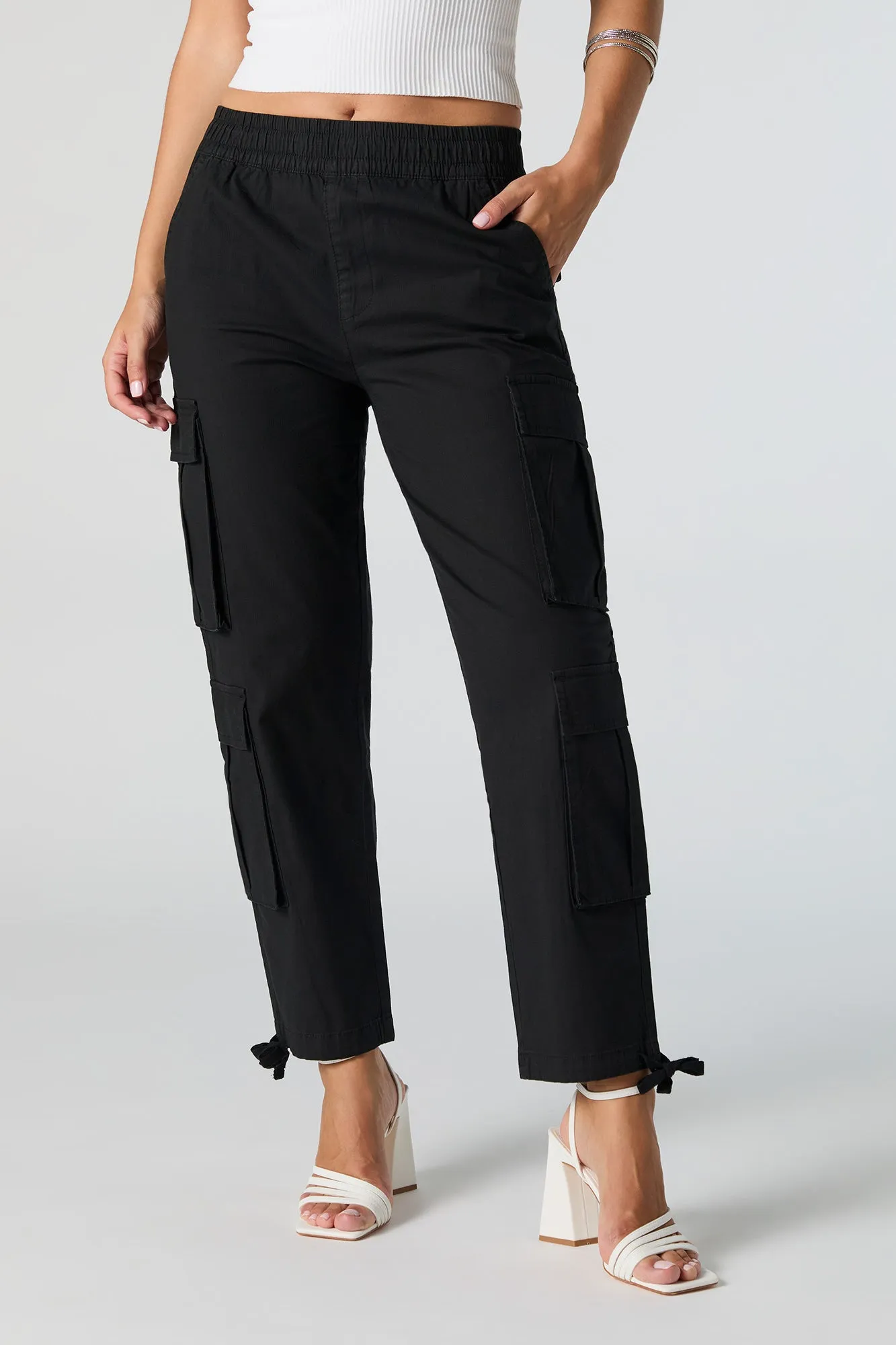 Elastic Waist Multi Pocket Cargo Pant