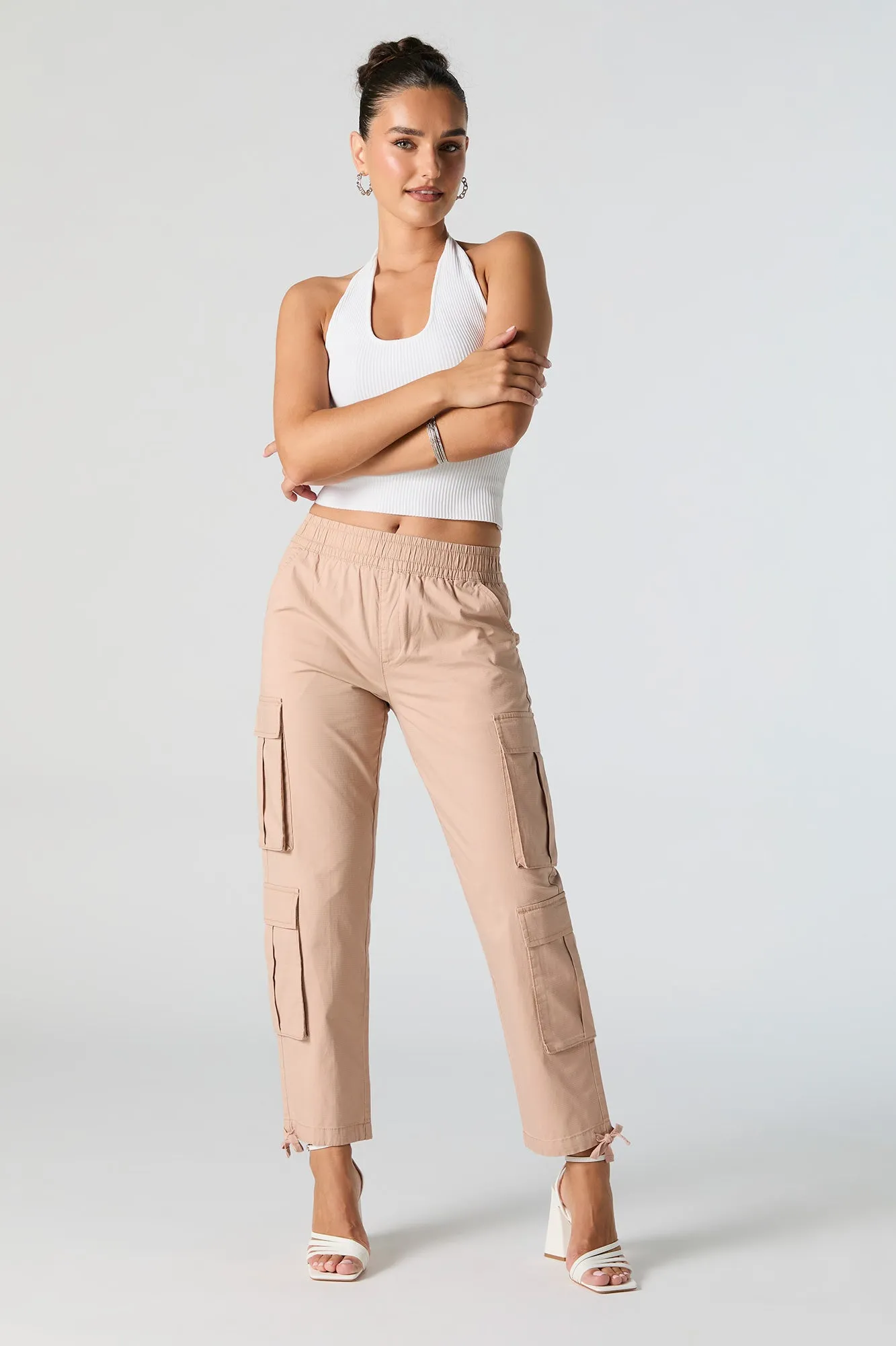 Elastic Waist Multi Pocket Cargo Pant
