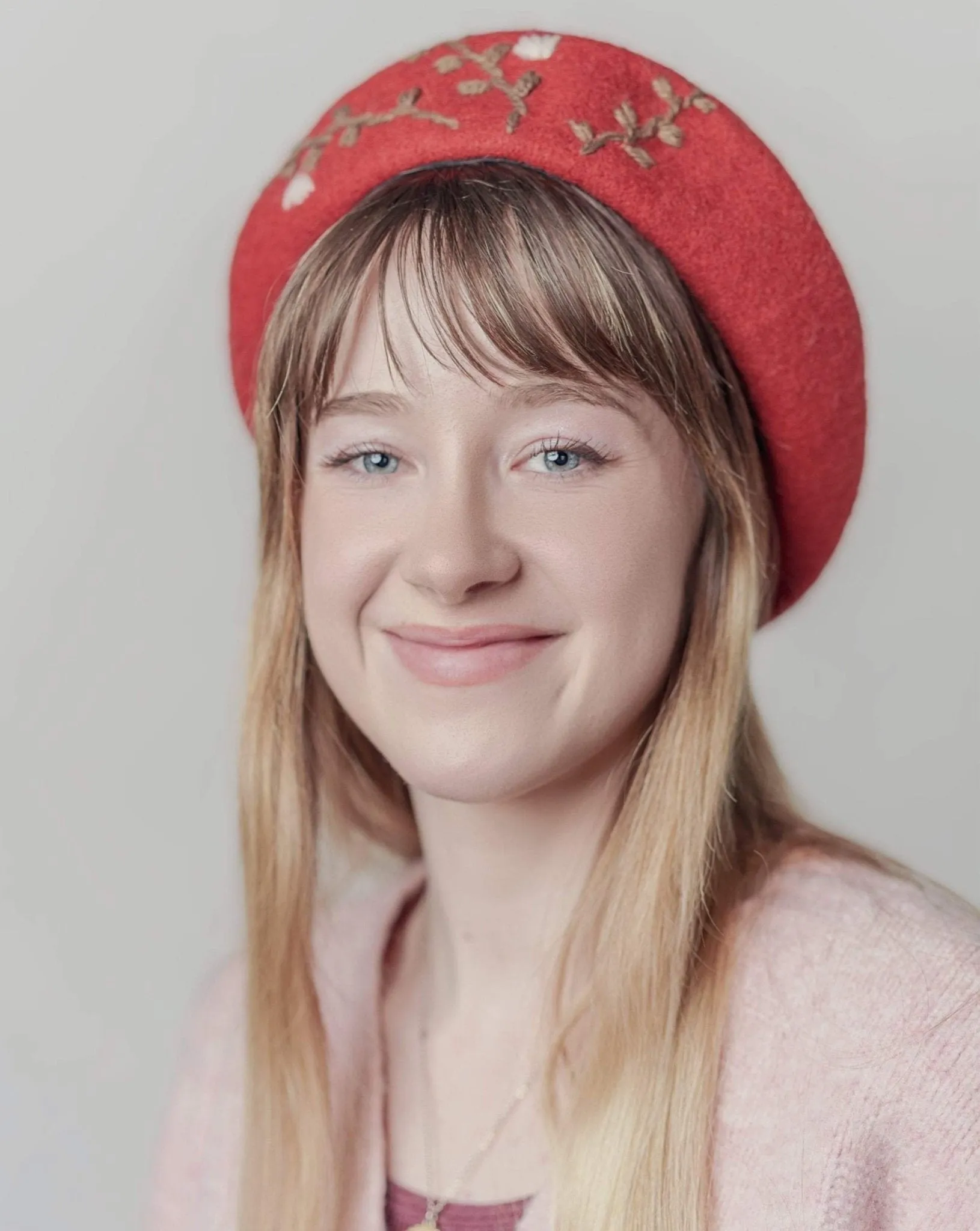 Embroidered Wool Berets Hat for Women/Girls