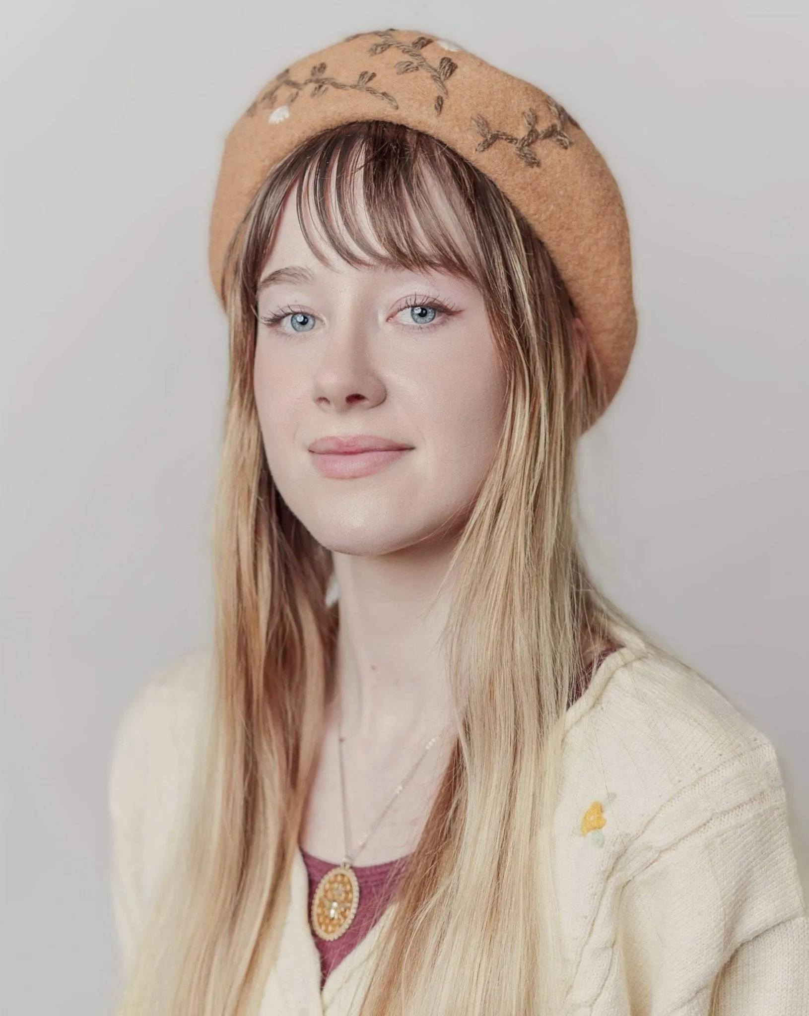 Embroidered Wool Berets Hat for Women/Girls