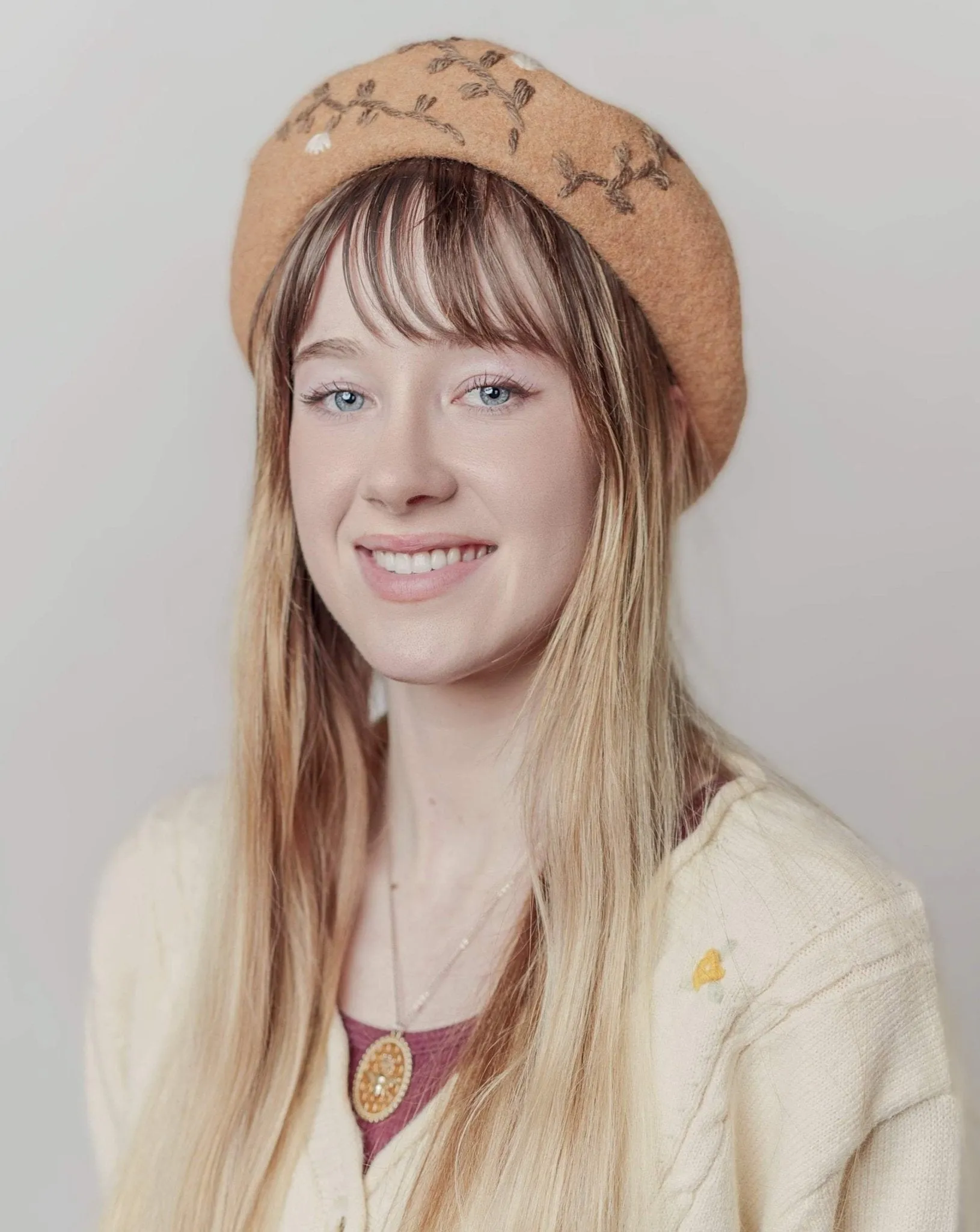 Embroidered Wool Berets Hat for Women/Girls
