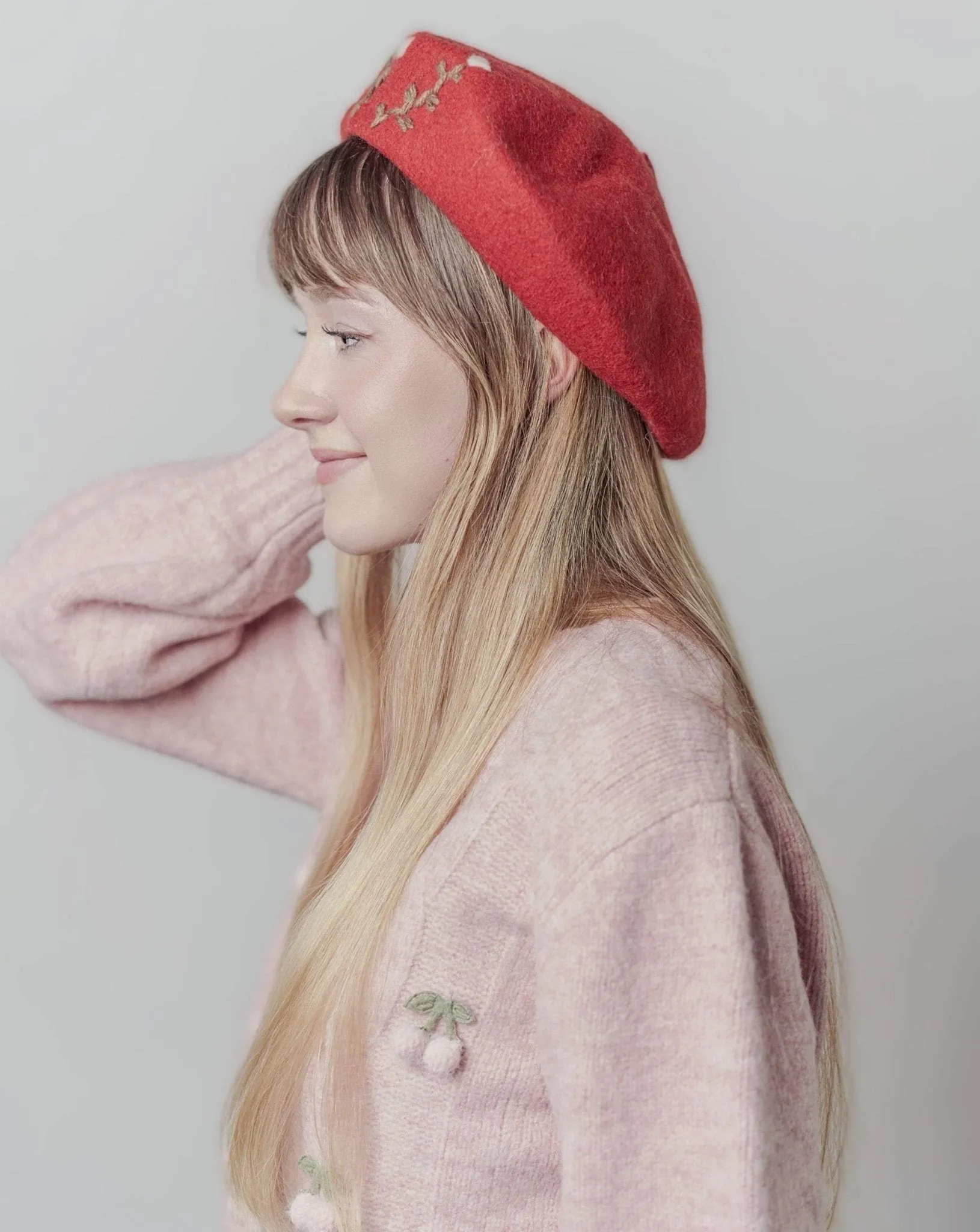 Embroidered Wool Berets Hat for Women/Girls