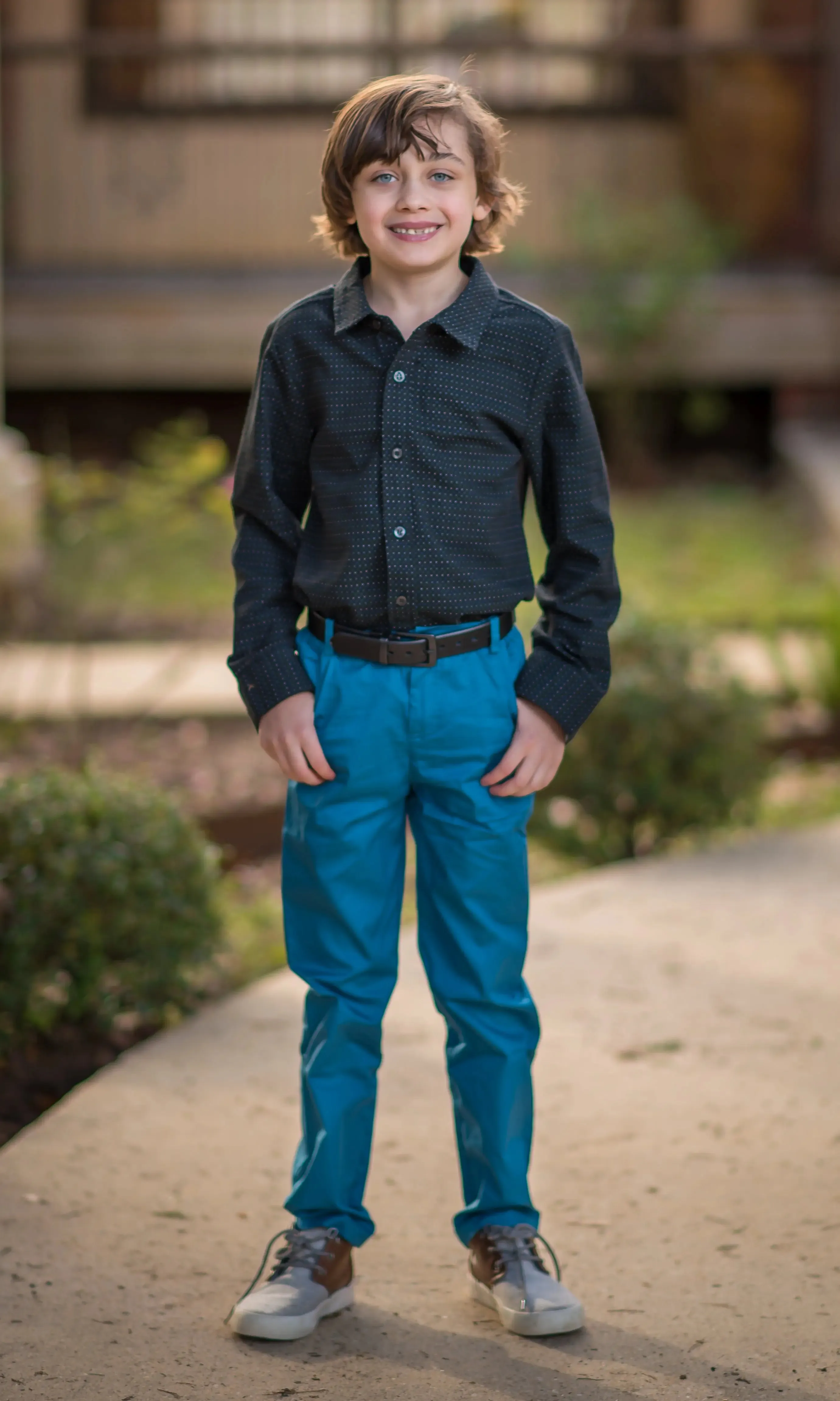 Essential Black & Blue Textured Dot Shirt