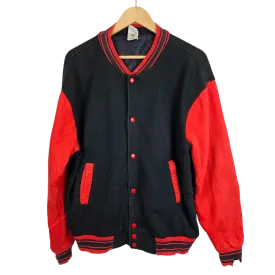 Fruit Of The Loom Black and Red Varsity Jacket - L