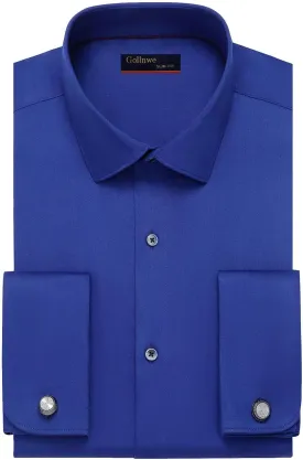 Gollnwe Men's Dress Shirt French Cuff Shirt for Men Slim Fit Stretch Spread Collar with Metal Cufflink