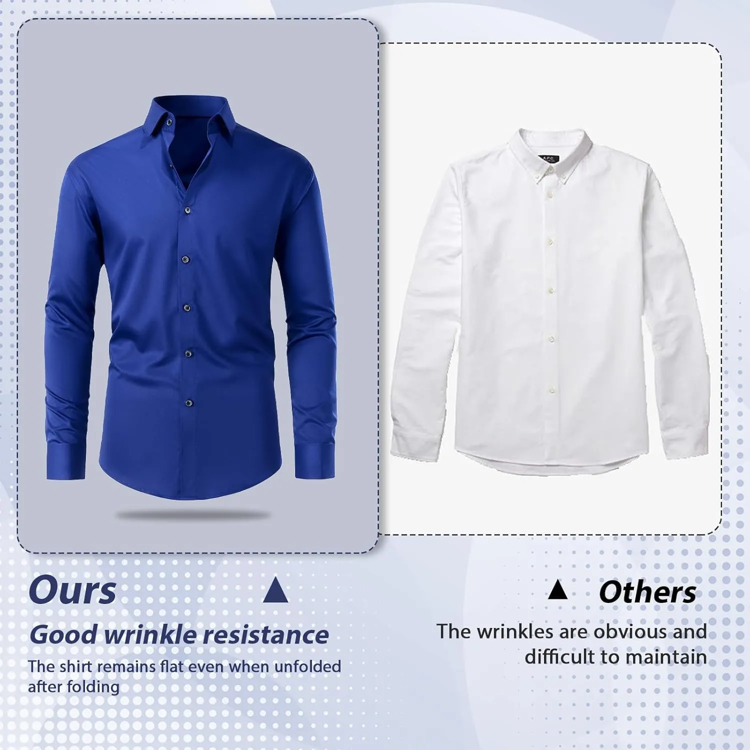 Gollnwe Men's Dress Shirt French Cuff Shirt for Men Slim Fit Stretch Spread Collar with Metal Cufflink