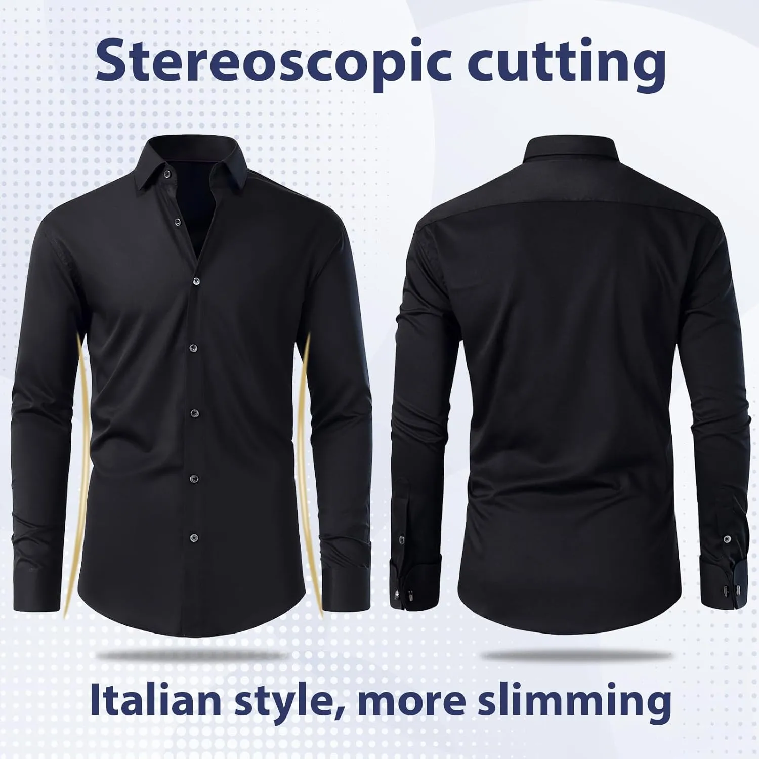 Gollnwe Men's Dress Shirt French Cuff Shirt for Men Slim Fit Stretch Spread Collar with Metal Cufflink