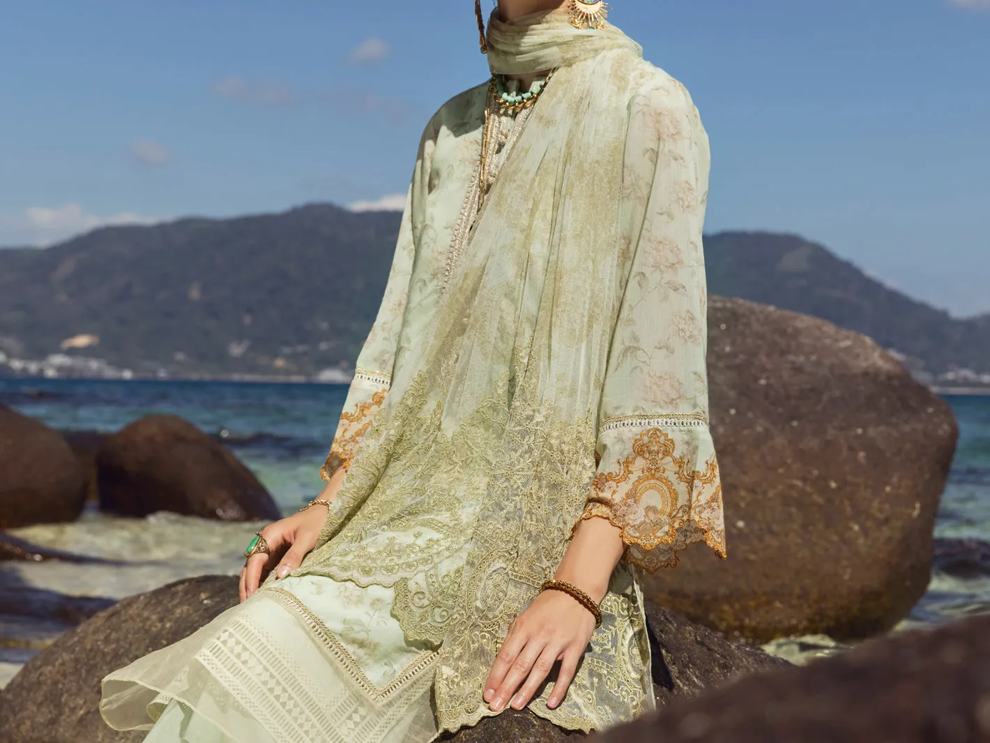 Green Swiss Voile 3 Piece Stitched - ALP-3PS-1156