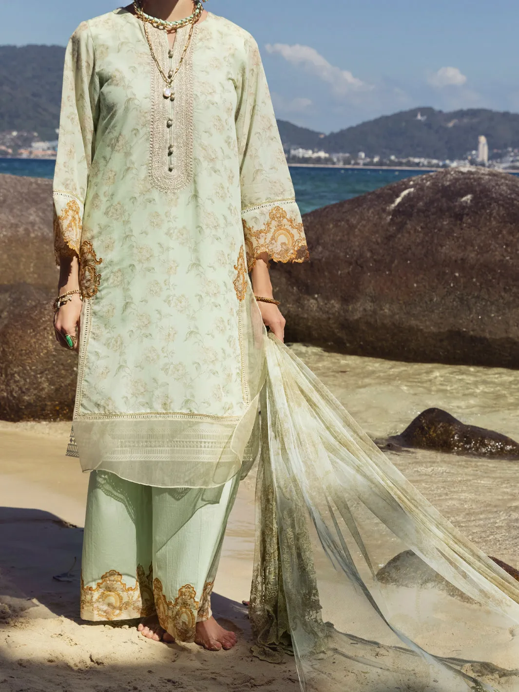 Green Swiss Voile 3 Piece Stitched - ALP-3PS-1156