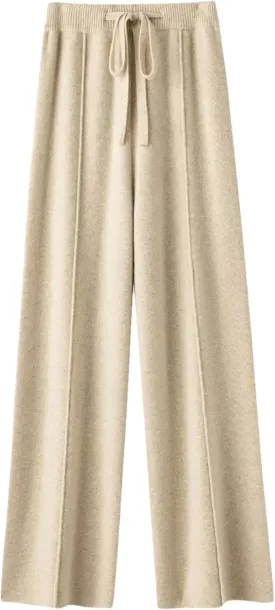 Hndudnff Women Loose Wool Knit Wide Leg Pants Winter Warm Floor Length Soft Long Trousers