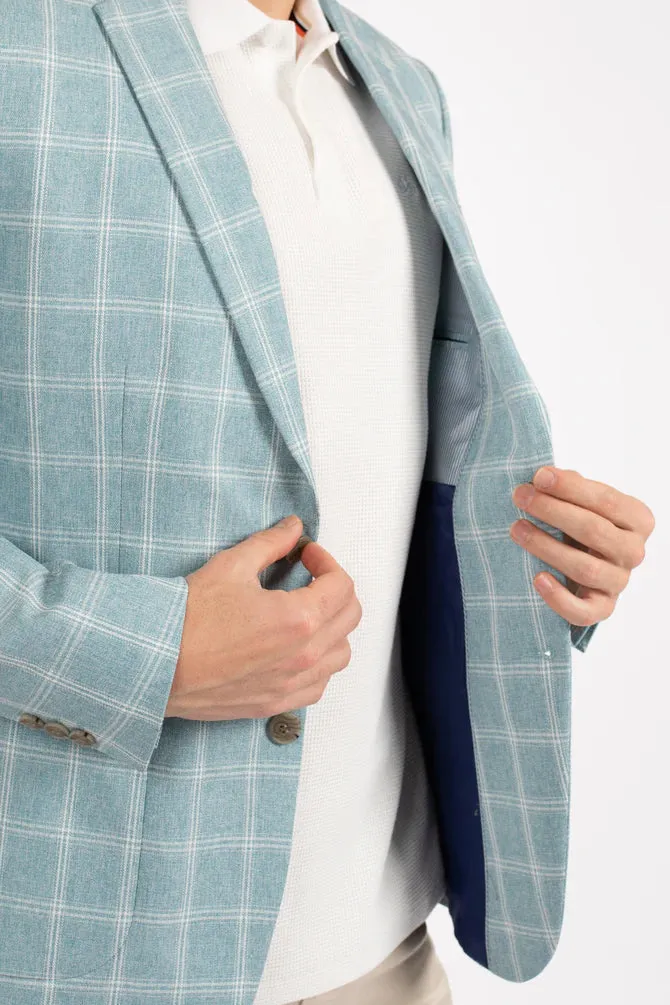 James Harper Check Blazer - Teal