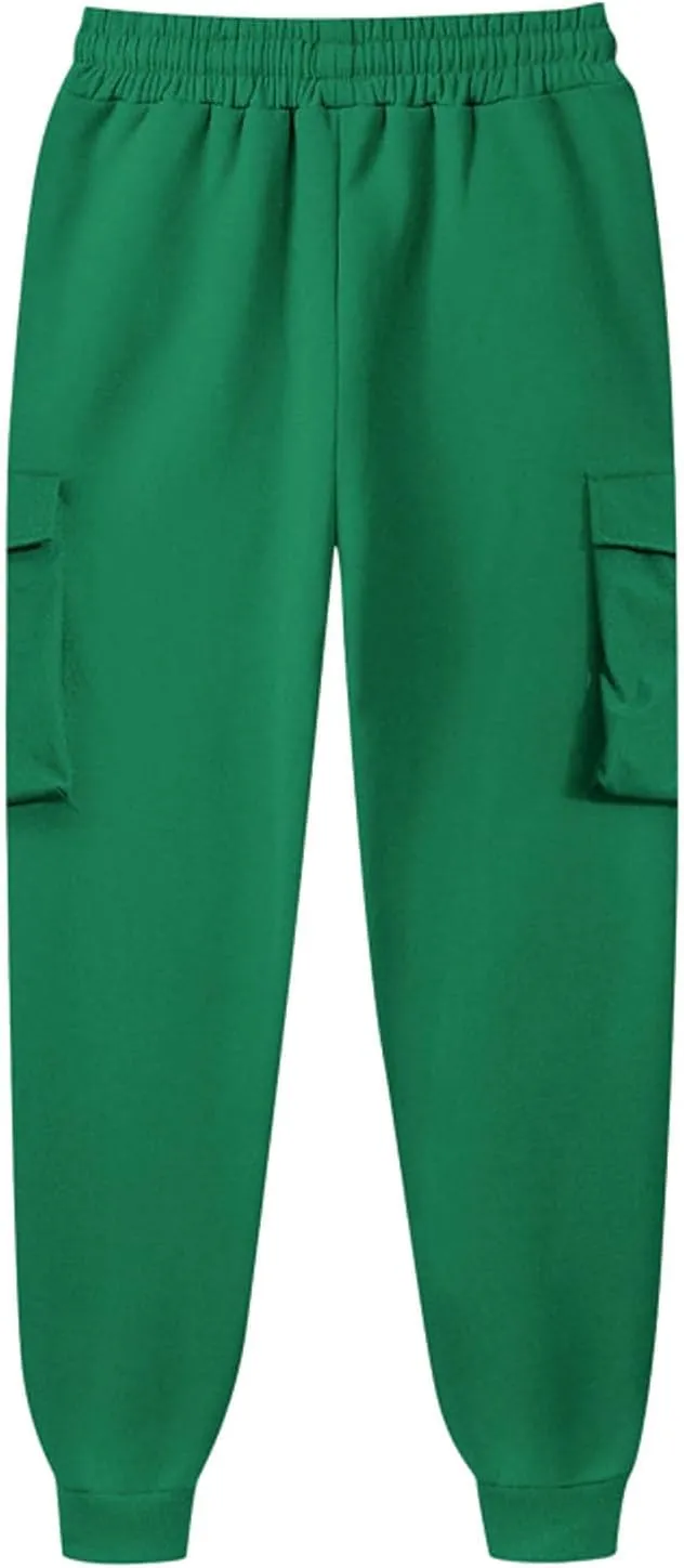 maisdgop Womens Cargo Pants Casual High Waisted Drawstring Pants Baggy Wide Leg Sweatpant Oversized Trousers with Pockets