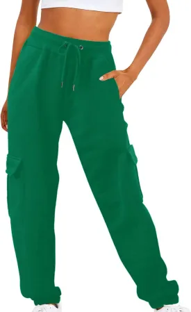 maisdgop Womens Cargo Pants Casual High Waisted Drawstring Pants Baggy Wide Leg Sweatpant Oversized Trousers with Pockets