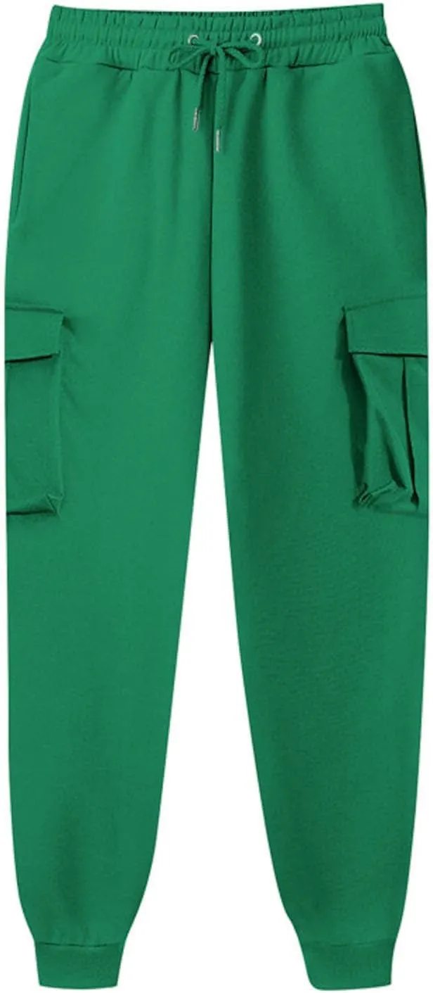 maisdgop Womens Cargo Pants Casual High Waisted Drawstring Pants Baggy Wide Leg Sweatpant Oversized Trousers with Pockets