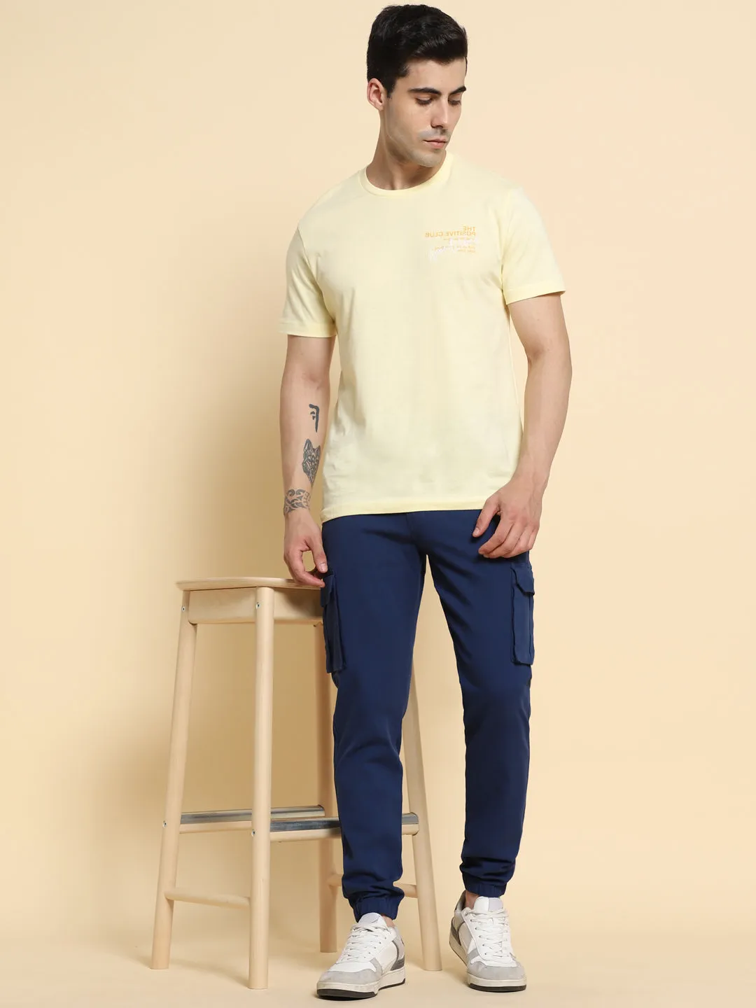 Men's Denim Blue Cargo Joggers Smart Casual Look For Season Essential